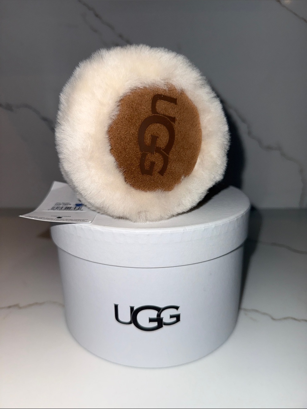 UGG Cream and Tan Sheepskin Earmuffs